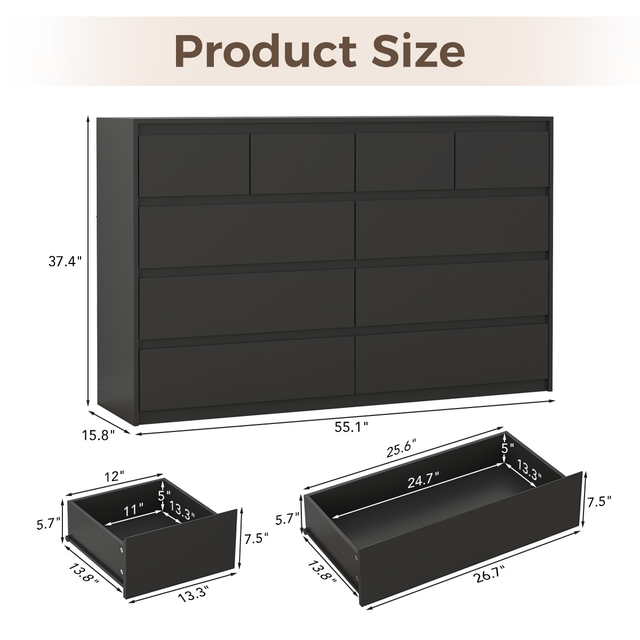 7/ 9/ 10/ 12 /18  Drawer Dresser Modern Chest of Drawers