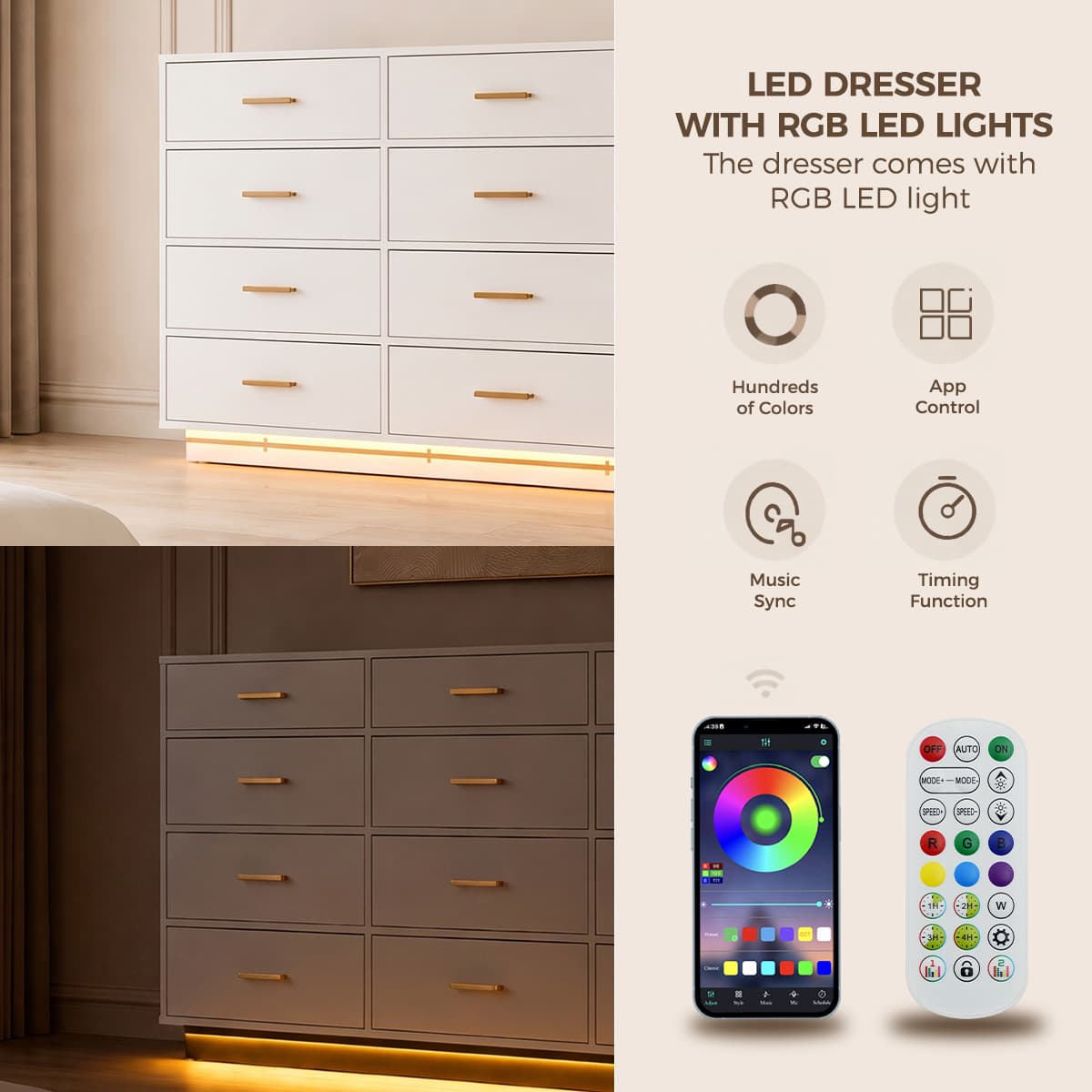 6/ 12 Drawer Dresser Modern Chest of Drawers
