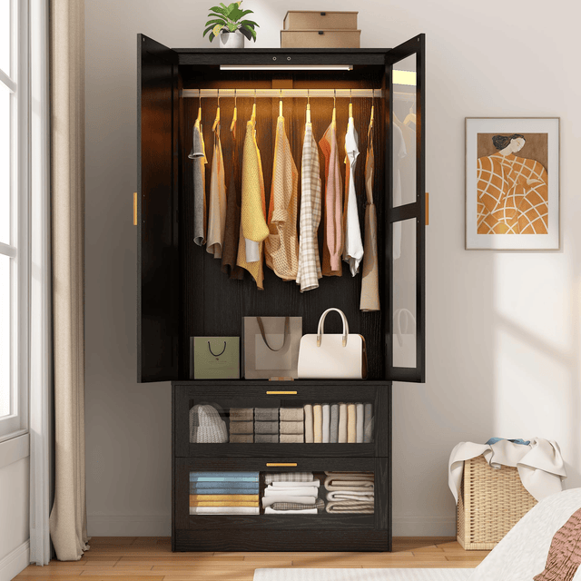 2 Doors Armoire Wardrobe Closet Freestanding