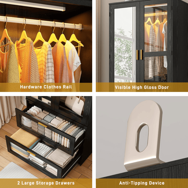 2 Doors Armoire Wardrobe Closet Freestanding