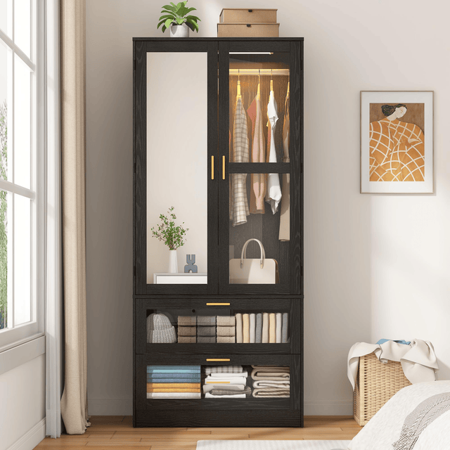 2 Doors Armoire Wardrobe Closet Freestanding