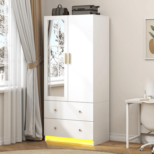2 Doors Armoire Wardrobe Closet Freestanding