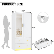 2 Doors Armoire Wardrobe Closet Freestanding