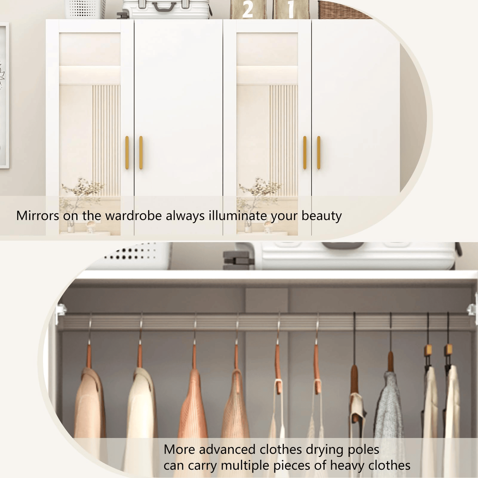2 Doors Armoire Wardrobe Closet Freestanding
