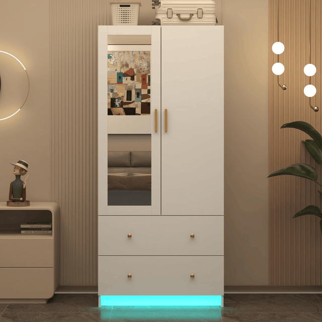 2 Doors Armoire Wardrobe Closet Freestanding