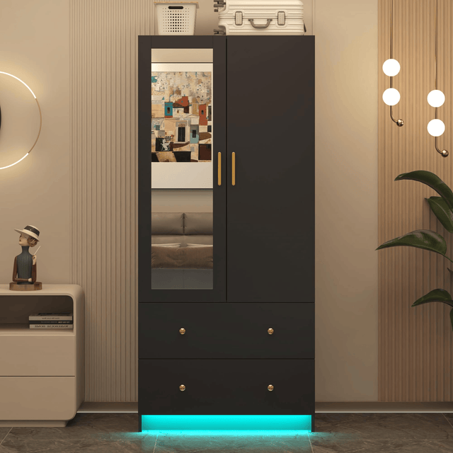 2 Doors Armoire Wardrobe Closet Freestanding
