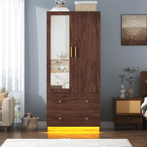 2 Doors Armoire Wardrobe Closet Freestanding