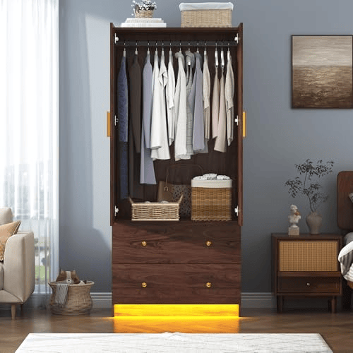 2 Doors Armoire Wardrobe Closet Freestanding