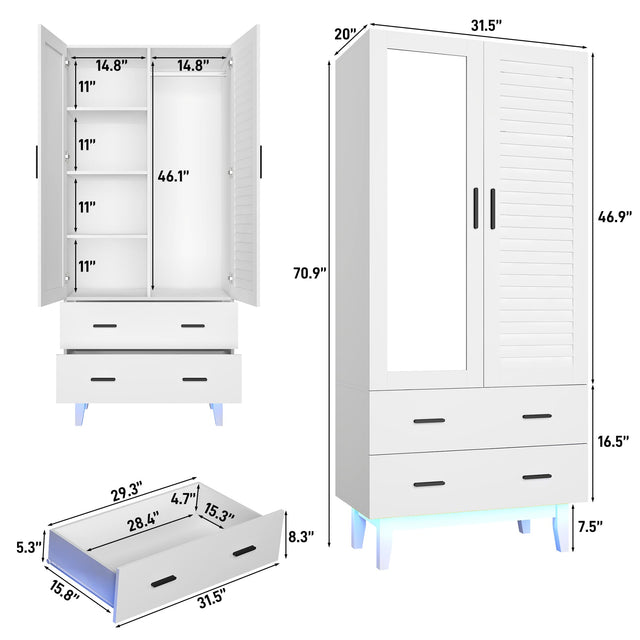 2/ 3/ 4 Doors Armoire Wardrobe Closet Freestanding