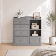 Natural Oak Finish Nursery Changing Table Dresser with 5 Drawers