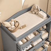 Natural Oak Finish Nursery Changing Table Dresser with 5 Drawers