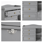 Natural Oak Finish Nursery Changing Table Dresser with 5 Drawers