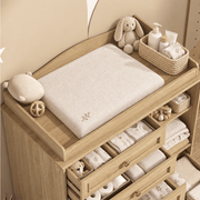 Natural Oak Finish Nursery Changing Table Dresser with 5 Drawers