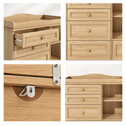Natural Oak Finish Nursery Changing Table Dresser with 5 Drawers