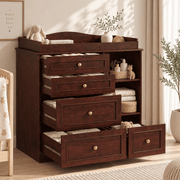 Natural Oak Finish Nursery Changing Table Dresser with 5 Drawers