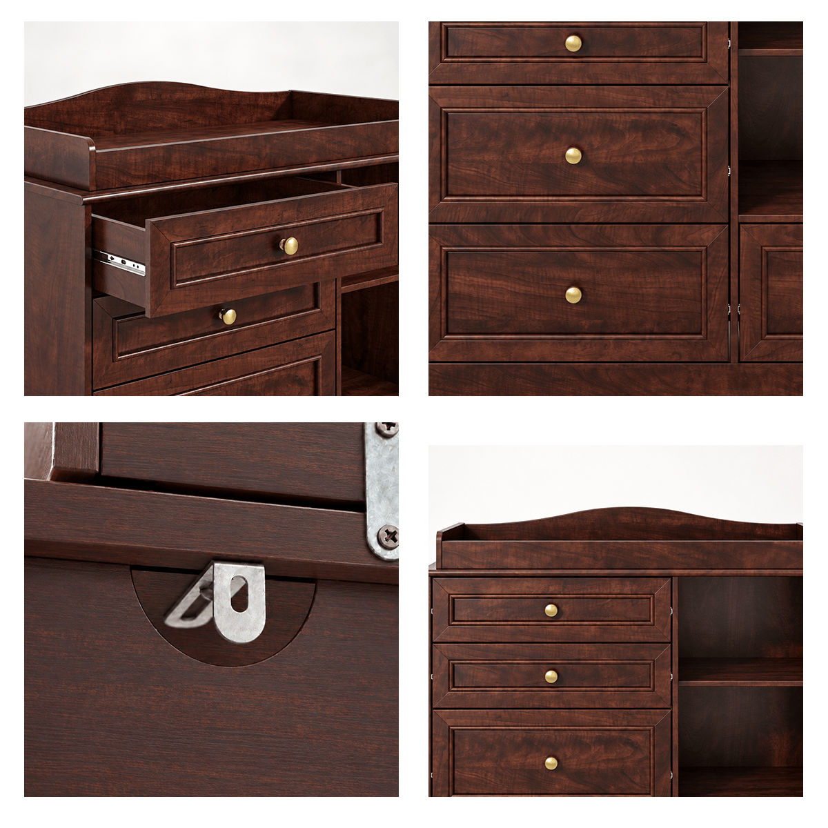 Natural Oak Finish Nursery Changing Table Dresser with 5 Drawers