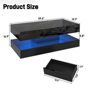 39.4"/ 47.2" Coffee Table Modern LED with Storage