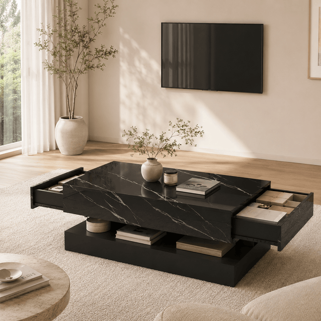 39.4"/ 47.2" Coffee Table Modern LED with Storage