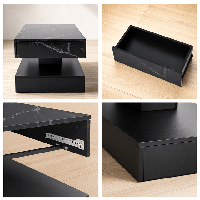 39.4"/ 47.2" Coffee Table Modern LED with Storage