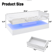 39.4"/ 47.2" Coffee Table Modern LED with Storage