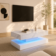 39"/47" Large Lift Top Coffee Table Modern LED with Storage