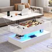 39"/47" Large Lift Top Coffee Table Modern LED with Storage