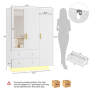 3 Doors Armoire Wardrobe Closet Freestanding
