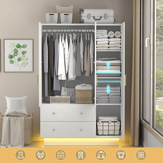 3 Doors Armoire Wardrobe Closet Freestanding