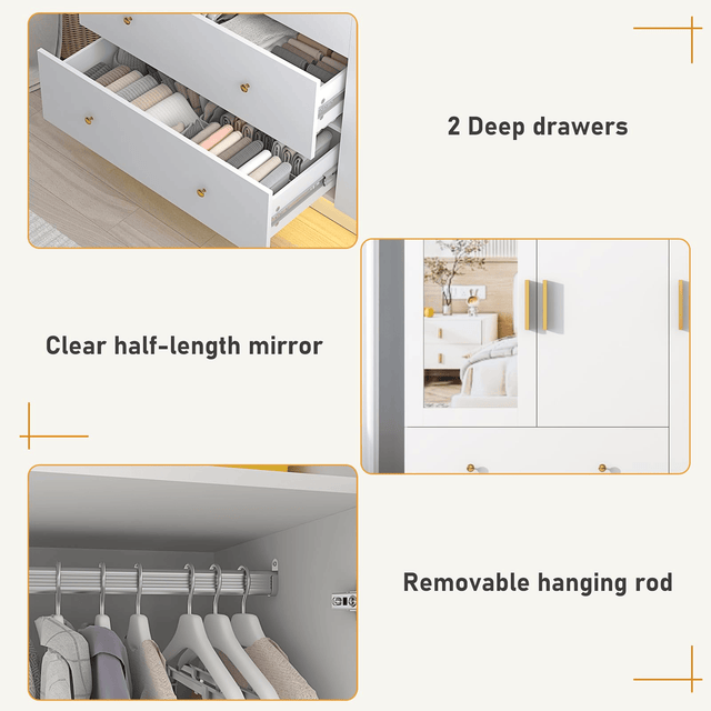 3 Doors Armoire Wardrobe Closet Freestanding
