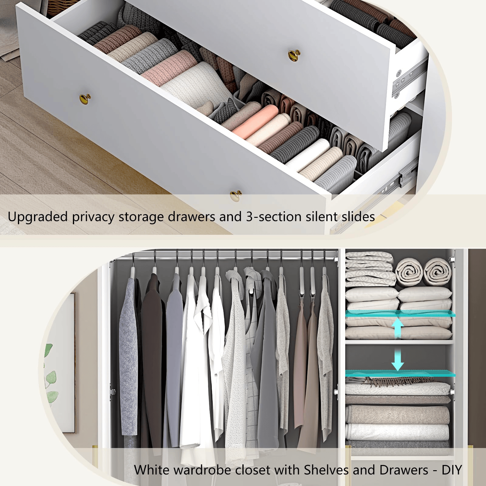 3 Doors Armoire Wardrobe Closet Freestanding