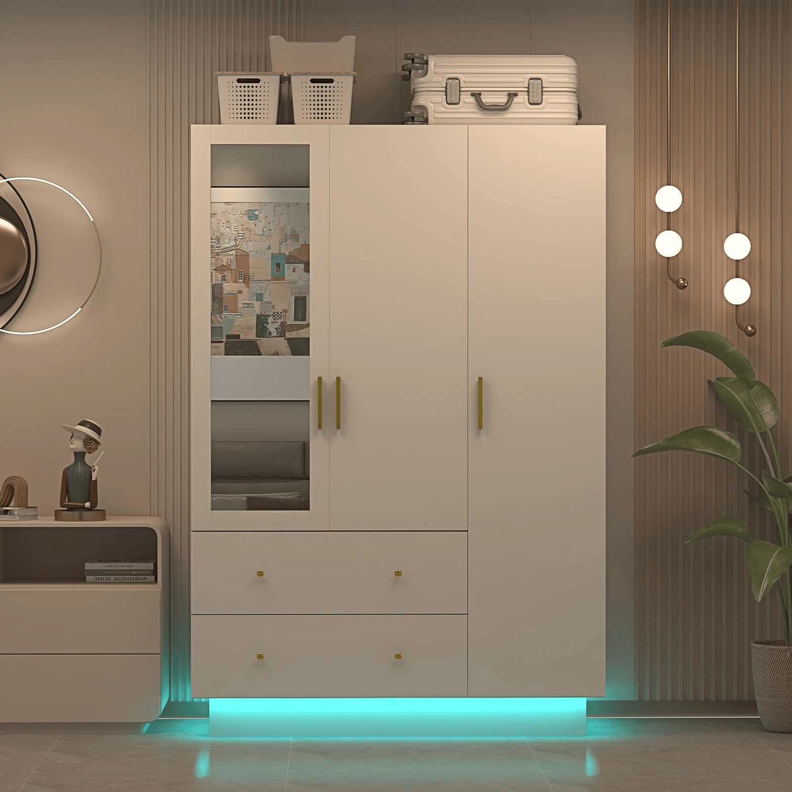 3 Doors Armoire Wardrobe Closet Freestanding