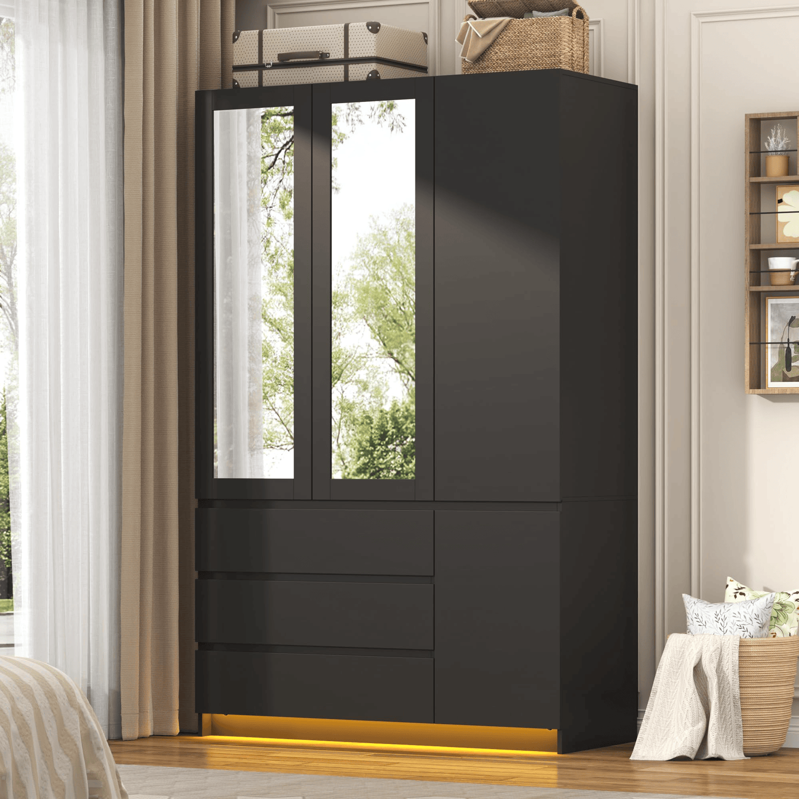 4 Doors Armoire Wardrobe Closet Freestanding
