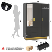 3 Doors Armoire Wardrobe Closet Freestanding