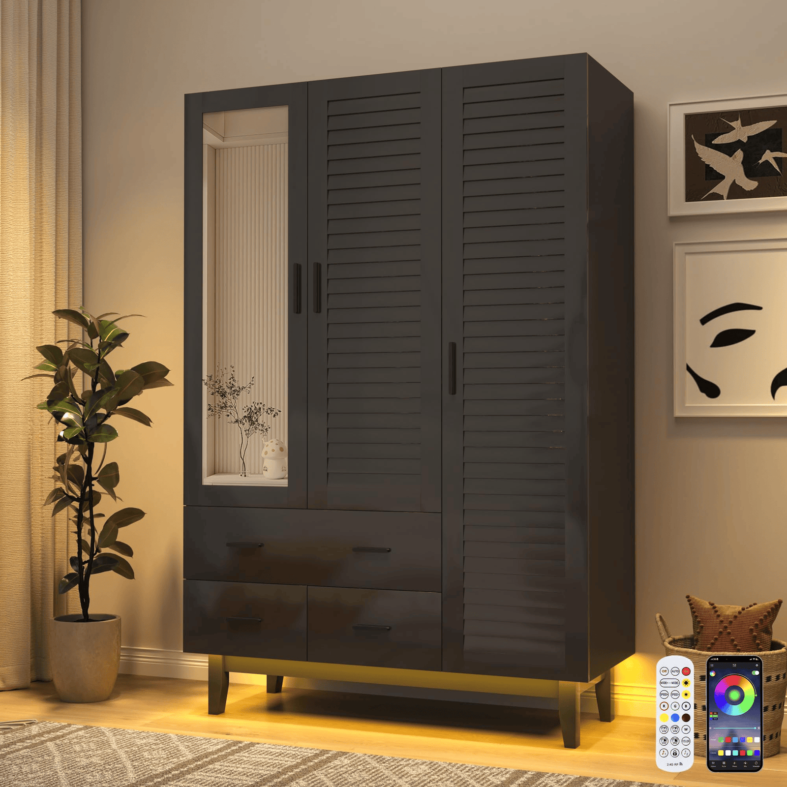 2/ 3/ 4 Doors Armoire Wardrobe Closet Freestanding