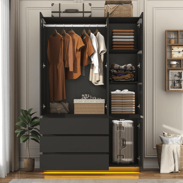 4 Doors Armoire Wardrobe Closet Freestanding