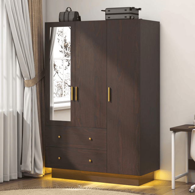 3 Doors Armoire Wardrobe Closet Freestanding