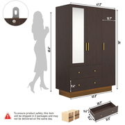 3 Doors Armoire Wardrobe Closet Freestanding