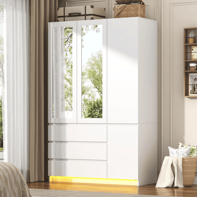 4 Doors Armoire Wardrobe Closet Freestanding