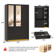 4 Doors Armoire Wardrobe Closet Freestanding