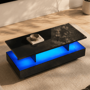 43" Large Coffee Table Modern LED with Storage Drawers