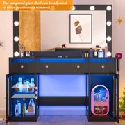 47.2" Large Modern Makeup Vanity Desk with LED Mirror and Lights