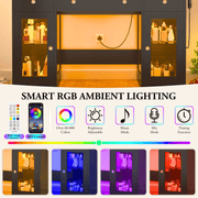 47.2" Large Modern Makeup Vanity Desk with LED Mirror and Lights