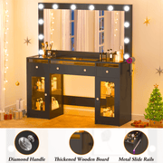 47.2" Large Modern Makeup Vanity Desk with LED Mirror and Lights
