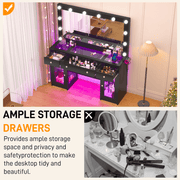 47.2" Large Modern Makeup Vanity Desk with LED Mirror and Lights