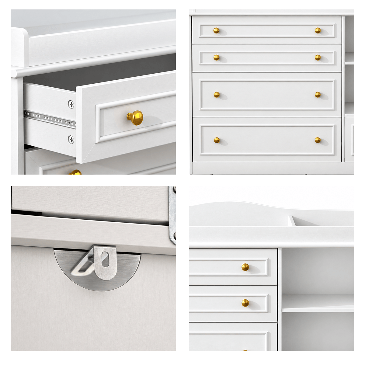 Natural Oak Finish Nursery Changing Table Dresser with 5 Drawers