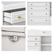Natural Oak Finish Nursery Changing Table Dresser with 5 Drawers