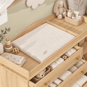 Natural Oak Finish Nursery Changing Table Dresser with 5 Drawers