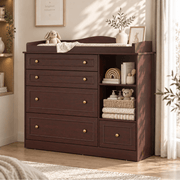 Natural Oak Finish Nursery Changing Table Dresser with 5 Drawers
