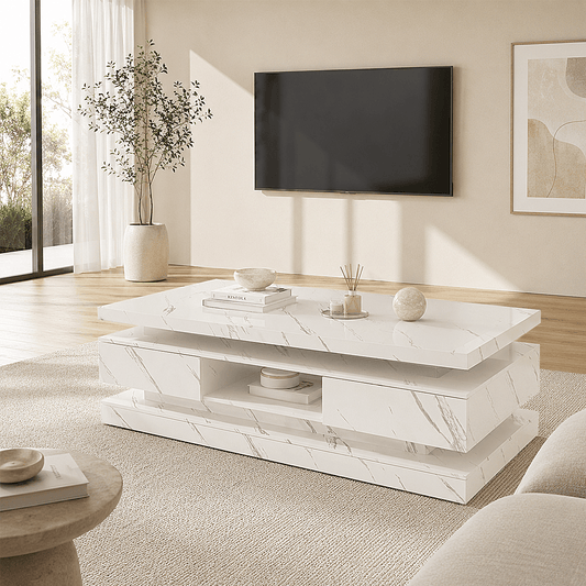 47" Coffee Table Modern LED with Storage
