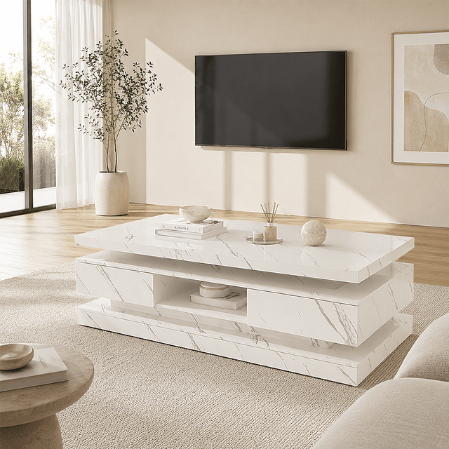 47" Coffee Table Modern LED with Storage